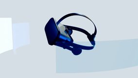 A 3d animation of floating and rotating modern Virtual Reality or VR headset. The advanced technology and immersive experience, ready for virtual gaming or other digital explorations. - Powered by Shutterstock - Get 15% off with code: PIKWIZARD15