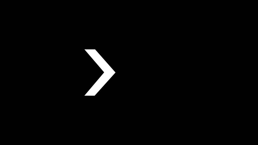 Looping white arrow swipe animation over black color background for easy video compositing