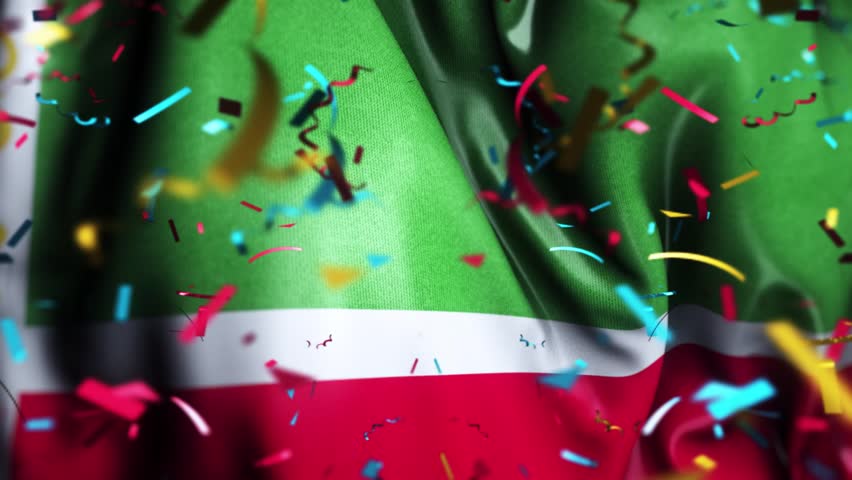 Chechen Republic Confetti Waving Flag independence day