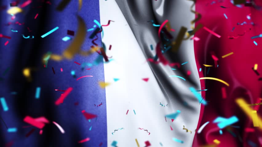 France Confetti Waving Flag independence day