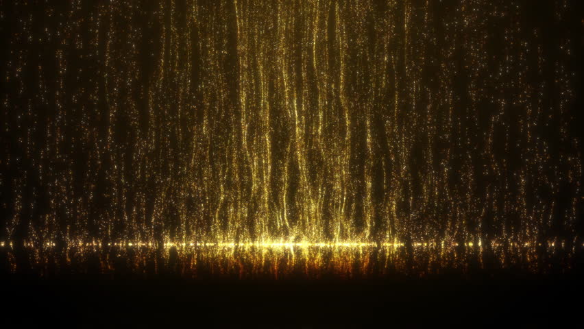 Luxury abstract background with shimmering golden particles falling and glowing. Perfect for celebrations, awards, weddings, ceremonies, glamorous events, video overlays, stage visuals, intros.