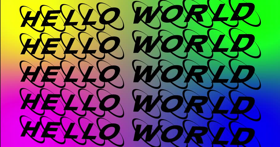 Dynamic hello world text animation background with smooth motion and tile effect. Ideal for intros, tech themes, digital content, or programming videos