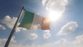 Italy Flag on a Flagpole with a cloudy blue sky background - Powered by Shutterstock - Get 15% off with code: PIKWIZARD15