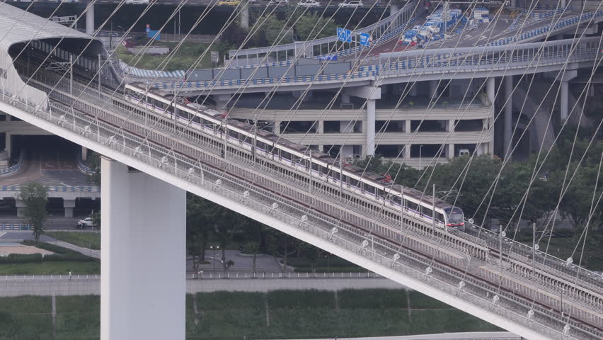 train on bridge in Chongqing china