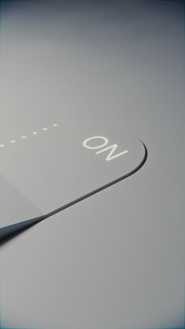 3D looped vertical toggle switch cycling on and off with pink glow, minimal white plastic surface, abstract choice and decision concept.