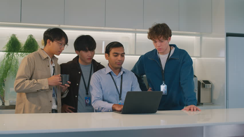 Laptop, collaboration and business people in the office Technology, teamwork and team doing corporate research in discussion, Meeting, collaboration and business people in discussion - Powered by Shutterstock - Get 15% off with code: PIKWIZARD15