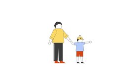 Faceless father and son holding hands 2D characters animation. Parenthood fatherhood. Bonding. Adult man parent with happy child animated people cartoon 4K video isolated on white transparent - Powered by Shutterstock - Get 15% off with code: PIKWIZARD15