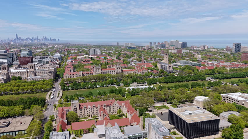 University of Chicago and Midway Plaisance Park, Drone Shot of Historic Campus Buildings and Halls