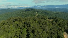 Aerial footage of Tropical rainforest beautiful nature landscape. Lush of evergreen jungle with dense rainforest at Trusmadi Tambunan, Sabah, Malaysia - Powered by Shutterstock - Get 15% off with code: PIKWIZARD15