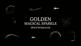 Golden Magical Sparkle Trails – Motion Graphic Particle Animation Pack, glitter burst, gold shimmer, stars, fantasy path, and wave on Black background. set 1 - Powered by Shutterstock - Get 15% off with code: PIKWIZARD15