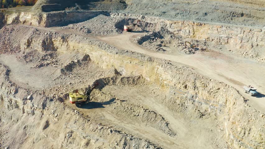 autumn, drone, flight, aviation, aerial, mina, destruction, resource, exploitation, road, limestone quarry, stone quarry, land, ecology, excavating, exploiting, stones, excavators, rock, europe, mine,