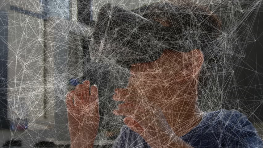 Student inspecting smartphone and slotting into VR headset at desk, exploring animated tech world. Futuristic, immersive, educational, technology, entertainment, innovative, youthful - Powered by Shutterstock - Get 15% off with code: PIKWIZARD15