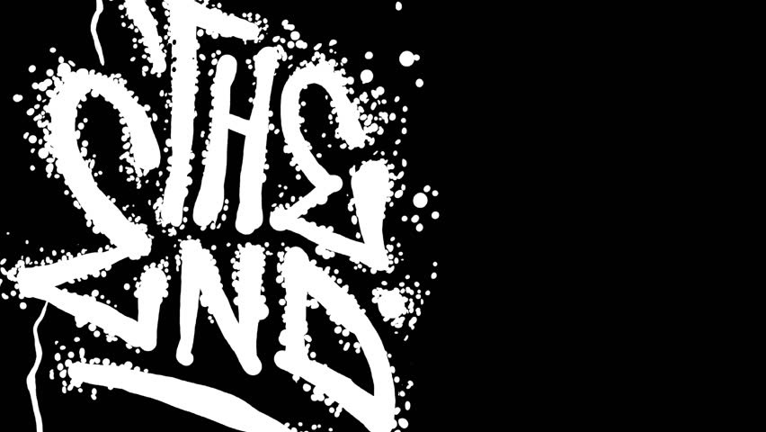 Monochromatic animation of white Graffiti and Tags on black background. Low frame rate effect. Seamless loop.
