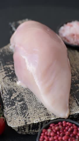 Meat, raw chicken fillets, poultry breast, skinless and boneless food. Raw chicken fillet as an ingredient for food preparation