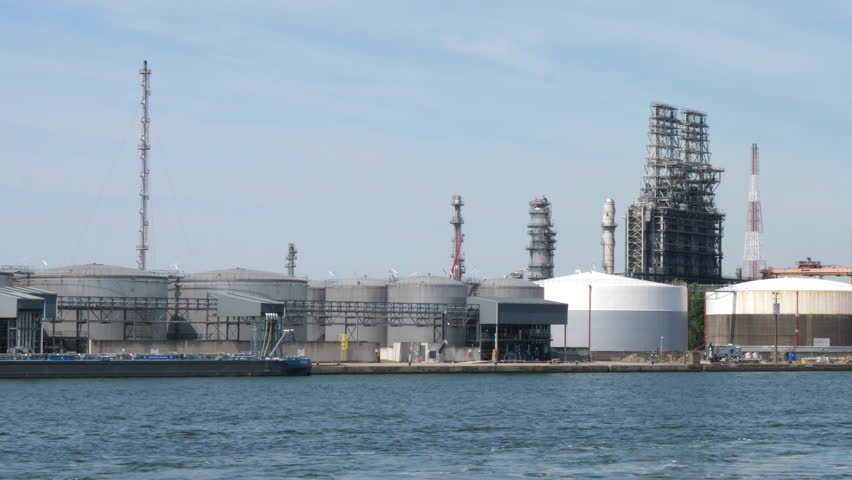 Port of Antwerp - large storage tanks, refinery