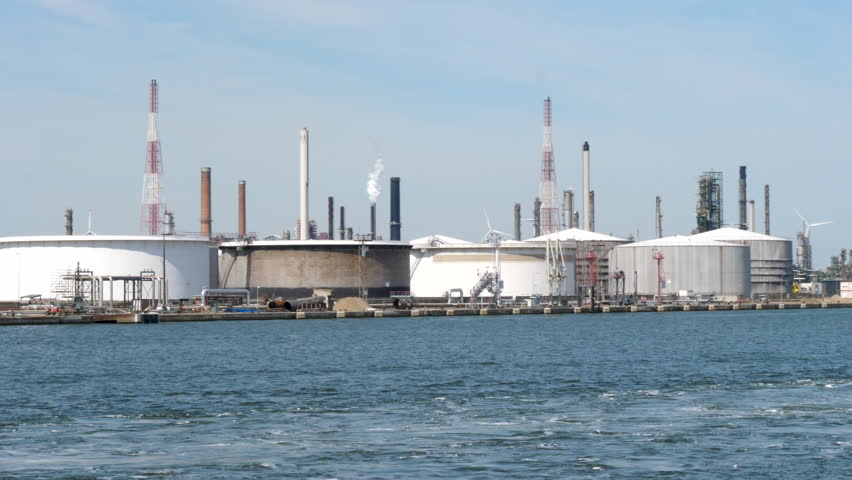 Port of Antwerp - large storage tanks, refinery