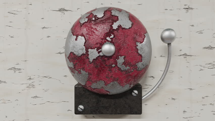 Old Rusty School Bell Ringing From Africa Students Return On A Damaged Wall