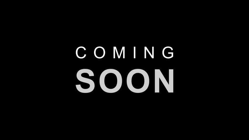 Coming soon text in simple style. Alpha channel 4K video for movie trailer