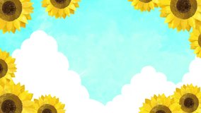 Animation movie of summer with blue sky, iridocumulus clouds, airplane clouds, and sunflowers - Powered by Shutterstock - Get 15% off with code: PIKWIZARD15