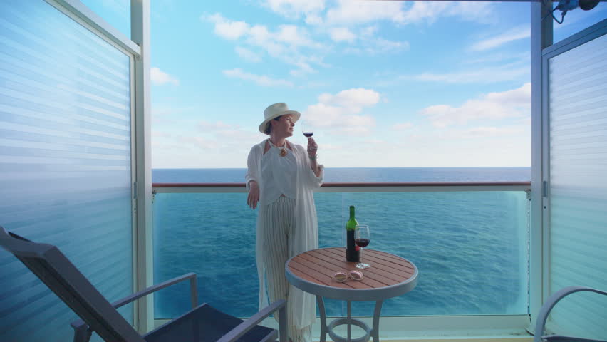 Experience breathtaking ocean views from the comfort of your cruise balcony. It is the ideal setting for relaxation and unwinding while sipping a delightful glass of wine aboard your ship