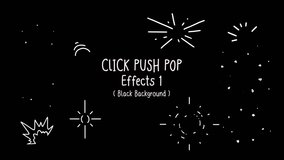 Click Push Pop line effects, circle burst ray, radiant, burst, stars, confetti, hearts, sparkle, Hand-drawn animation on a black background, Set 1  - Powered by Shutterstock - Get 15% off with code: PIKWIZARD15
