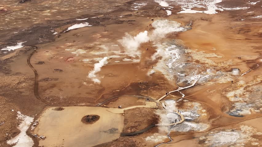 Aerial Shot Of Namafjall Hverir Geothermal Area In Iceland
