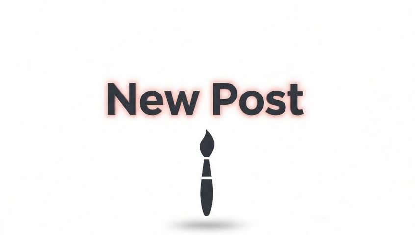Creative New Post Animated Greeting with Paintbrush Icon on White Background