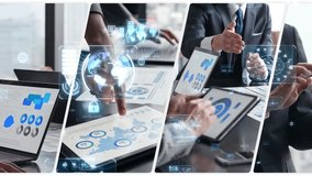 Collage footage of various digital device usage scenes and digital technology concept - Powered by Shutterstock - Get 15% off with code: PIKWIZARD15