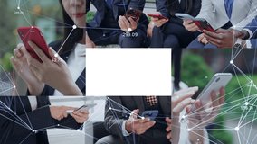 Collage footage of various people using smartphones and communication network concept - Powered by Shutterstock - Get 15% off with code: PIKWIZARD15