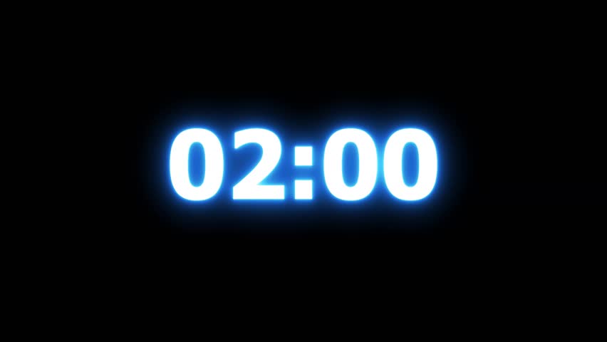 Neon Blue Glowing Countdown Timer Animation Displaying Digital Minutes and Seconds with Smooth Pulsing Glow, Dynamic Flicker Effects, and Crisp Bold Typography on Dark Background