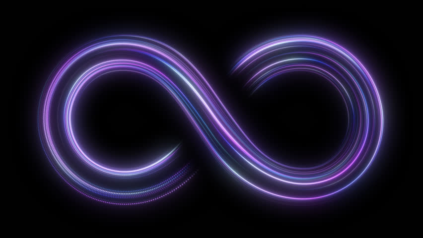 Animated purple line glowing infinity mark animation with background transparency alpha channel