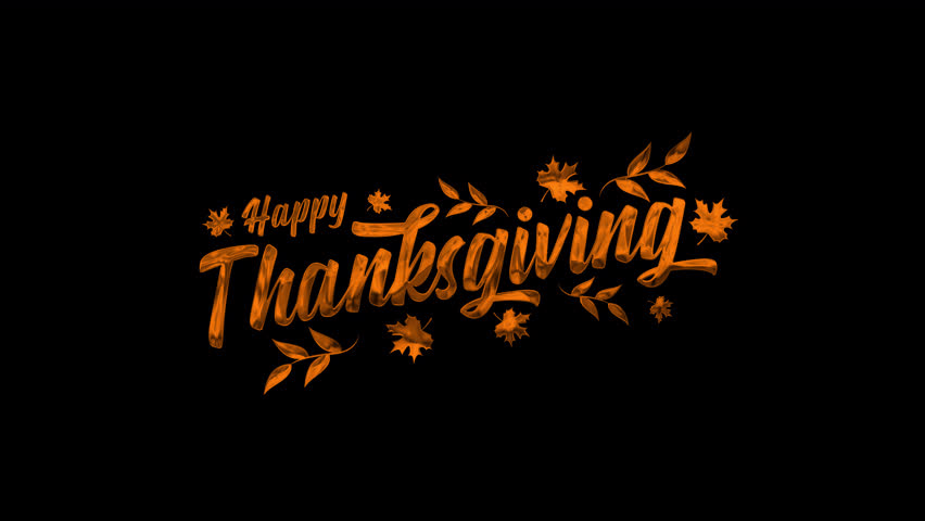 happy thanksgiving day animation text in orange color on transparent background. suitable for thanksgiving celebrate. beautiful handwritten animated.