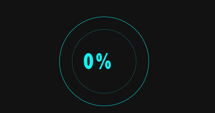 Electric Blue 0 to 100 Circle Loading Animation – Futuristic UI Progress Bar Loop in 4K