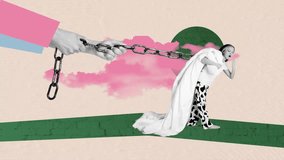 Motion art collage video of sleepy girl walk yawn sleepover trap imprisonment - Powered by Shutterstock - Get 15% off with code: PIKWIZARD15