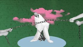 Pop motion collage video of sleepy girl yawn hands pull chain nightmare - Powered by Shutterstock - Get 15% off with code: PIKWIZARD15