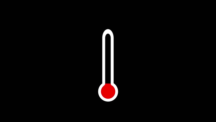 Temperature thermometer icon animation. Classic glass thermometer temperature going up,Thermometer cooling animation on transparent background