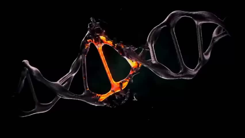 Futuristic glowing DNA chain with orange strands. Molecular biotech animation. Genetic AI structure. Medical code data motion.

 - Powered by Shutterstock - Get 15% off with code: PIKWIZARD15