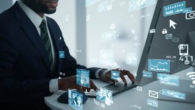 Black man working on a computer and digital technology concept - Powered by Shutterstock - Get 15% off with code: PIKWIZARD15