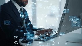 Black man working on a computer and digital technology concept - Powered by Shutterstock - Get 15% off with code: PIKWIZARD15