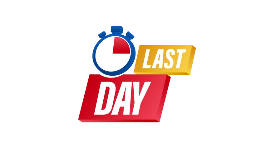 Animated Countdown Clock Highlighting Last Day Sale on White and Green