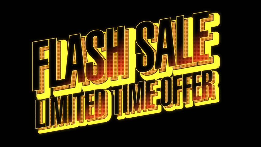 Sale text. Flash sale text on black background. Sale typography banner isolated. Big font animation. Modern typography sale banner. Smooth font text animation.