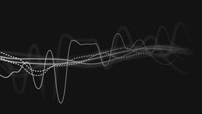Waveforms brightening and panning on play as ASCII net scan text scrolling to visualize Nmap output. Data visualization, cybersecurity, digital interface, network analysis, abstract technology, - Powered by Shutterstock - Get 15% off with code: PIKWIZARD15
