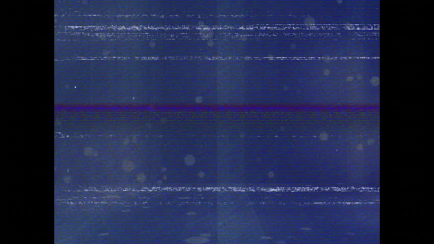 Blue panel starting speckles moving scan lines flashing color bands shifting shapes for distortion. Abstract, technological, futuristic, malfunction, digital, cyberpunk, dynamic