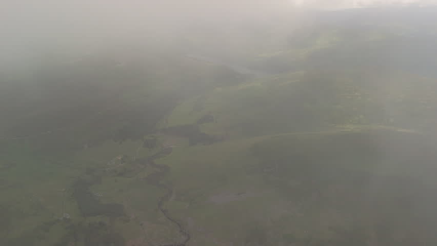 Spectacular 4K aerial video of flying above picturesque Sally Gap and Luggala valley, with breathtaking views around, Luggala, Wicklow mountains, Ireland