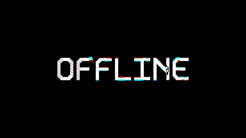 Offline text animation with a glitch effect. Cyberpunk text with an old TV distortion effect. Retro, vintage 8-bit game style. Embedded alpha channel. ProRes 4444
