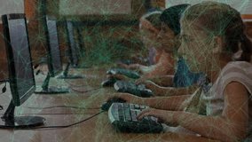 upon loading assignment, students typing keyboards and clicking mice in lab celebrating success. Students, collaboration, technology, learning, classroom, focus, concentration - Powered by Shutterstock - Get 15% off with code: PIKWIZARD15