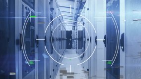 Digital overlay fading in over server corridor centering crosshair, glitch fragments scanning depth. Technology, cybersecurity, data, digital, futuristic, network, innovation - Powered by Shutterstock - Get 15% off with code: PIKWIZARD15