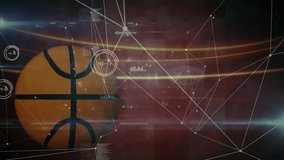 On opening 3D basketball rotating, network expanding overlays updating visualizing sports analytics. Sport, data visualization, futuristic, technology, motion, analytics, digital - Powered by Shutterstock - Get 15% off with code: PIKWIZARD15