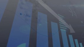 Falling chart arrow initiating terminal fading in SQL code scrolling and visualizing commit release. Data visualization, digital interface, analytics, software development, technology, user interface, - Powered by Shutterstock - Get 15% off with code: PIKWIZARD15