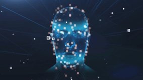 Forming glowing mesh head, data nodes appearing, rotating unveiling DNA helix, icons orbiting helix. Futuristic, technology, innovation, digital, science, virtual, abstract - Powered by Shutterstock - Get 15% off with code: PIKWIZARD15